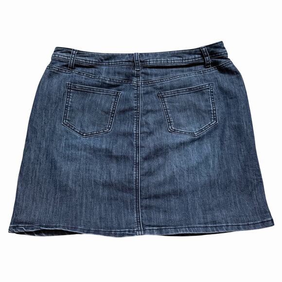 VTG Y2K EMBROIDERED DENIM MINI SKIRT WESTERN BOHO COTTAGECORE ATTACHED SHORT M L - Picture 4 of 4